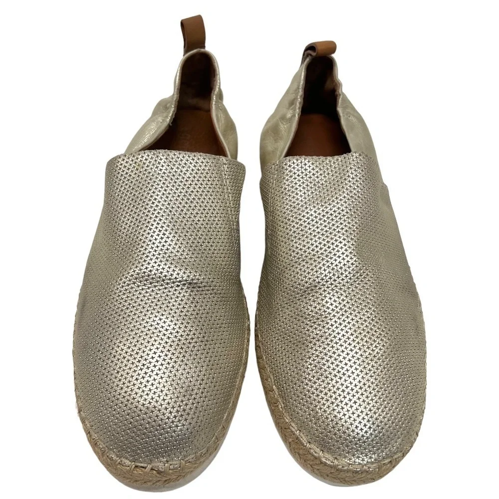 Gentle Souls Lara A-Line Sport Leather Gold Slip On Comfort Espadrilles Womens 9